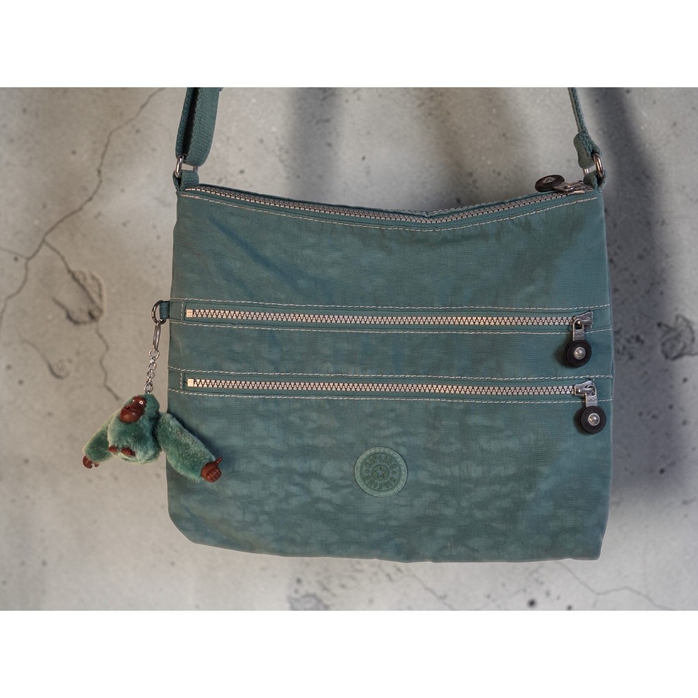 Kipling Alvar Crossbody Bag Blue With Monkey Bag Charm